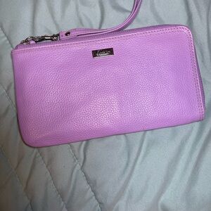 Lavender Leather Wristlet